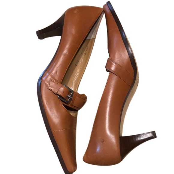 Coach Anna Tan Leather Buckle Strap Square Toe Pumps Made in Italy P006 Mens 7.5 - Picture 4 of 6